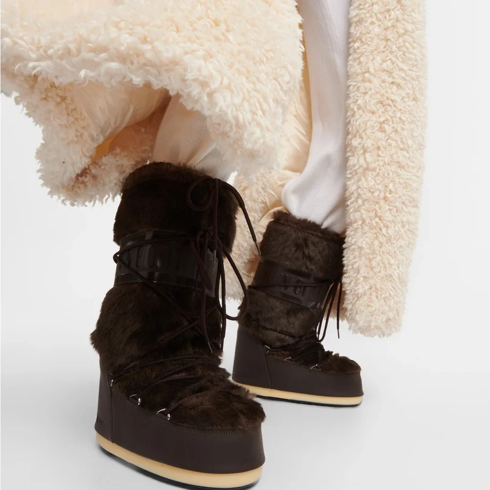 NWT Moon Boot Women's Dark Brown Fur Winter Boots US 7-8.5 / EU 39-41 - Picture 5 of 13